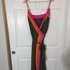 Olive green wrap dress, L